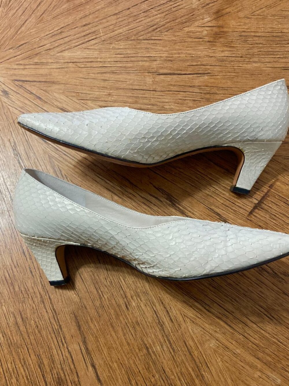 Vintage Thomas Wallace Cream Snakeskin Shoes - Picture 3 of 9